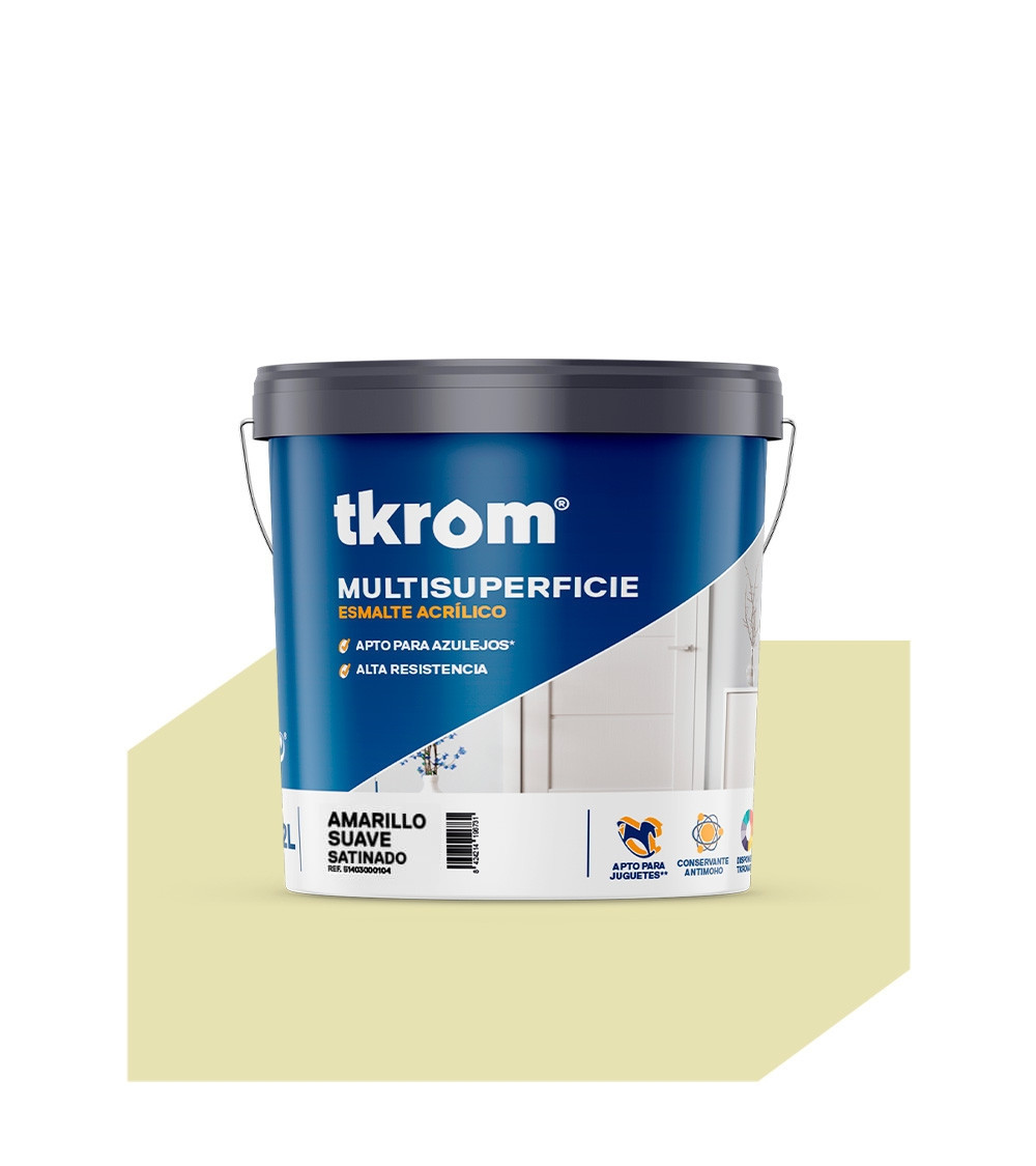ESMALTE ACRILICO MULTISUPERFICIE SATINADO COLOR AMAR. SUAVE 151, 4L