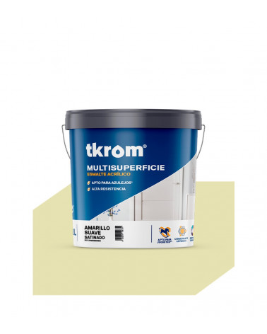 ESMALTE ACRILICO MULTISUPERFICIE SATINADO COLOR AMAR. SUAVE 151, 4L