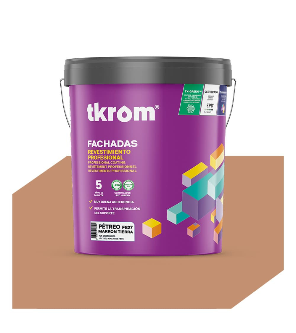 REVESTIMIENTO PETREO COLOR F 827 MARRON TIERRA, 15L